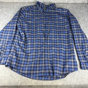Eddie Bauer Button Up Shirt Mens‎ 2XL Extra Large Long Sleeve Blue Check Cotton